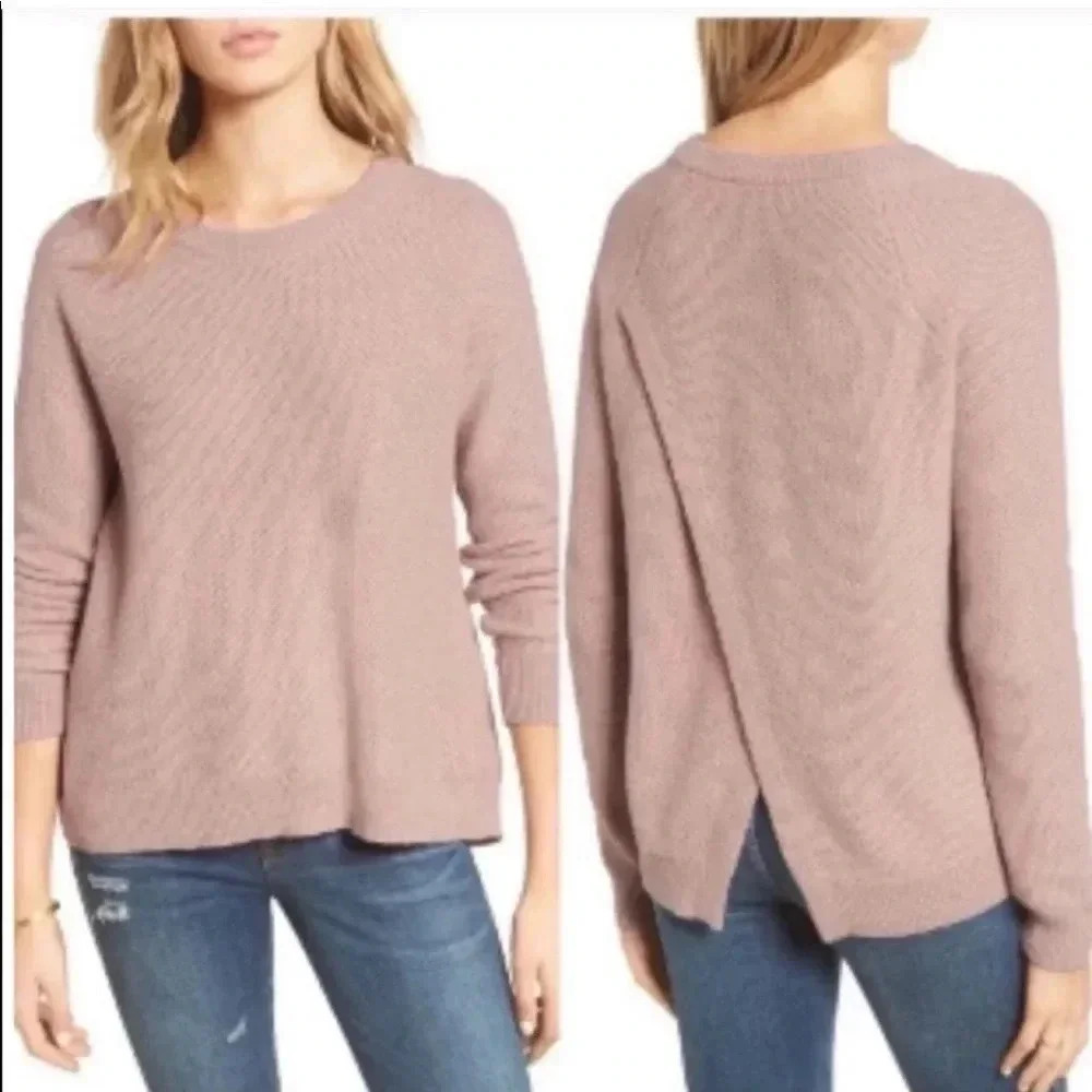 MADEWELL Province Sweater Open Back Knit Size Small Pink Crew Neck Size XS